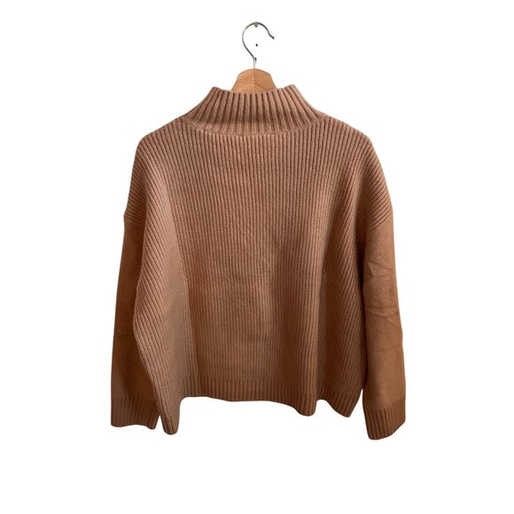 Loft Brown Cable Knit Turtleneck Sweater Women's Size M Pullover Top - Picture 4 of 4